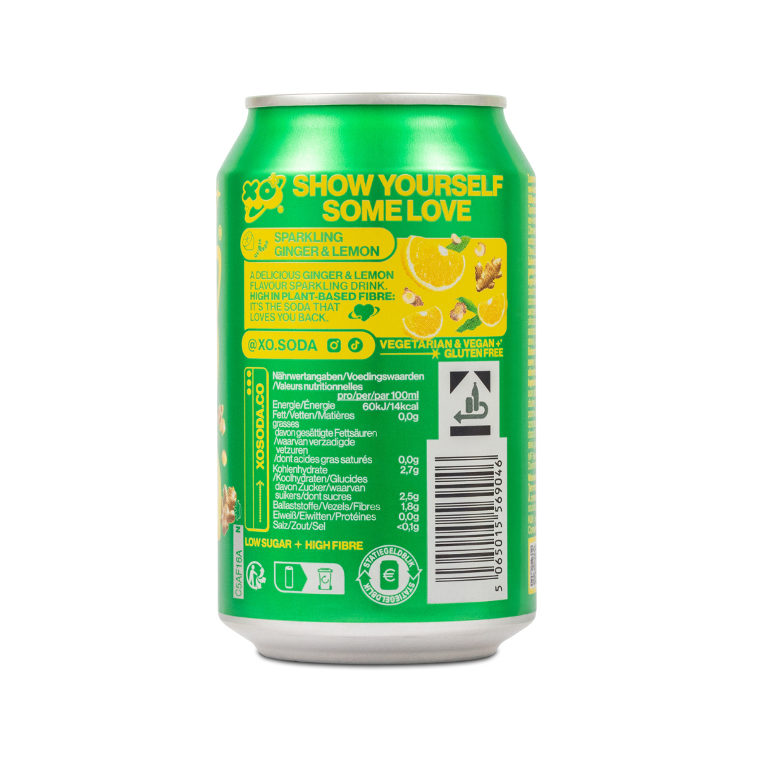 XO Ginger & Lemon Prebiotic Soda - 12er Pack Correct