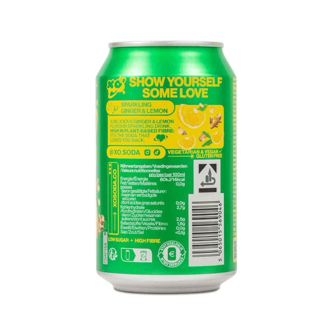 XO Ginger & Lemon Prebiotic Soda - 12er Pack Correct - XOXO