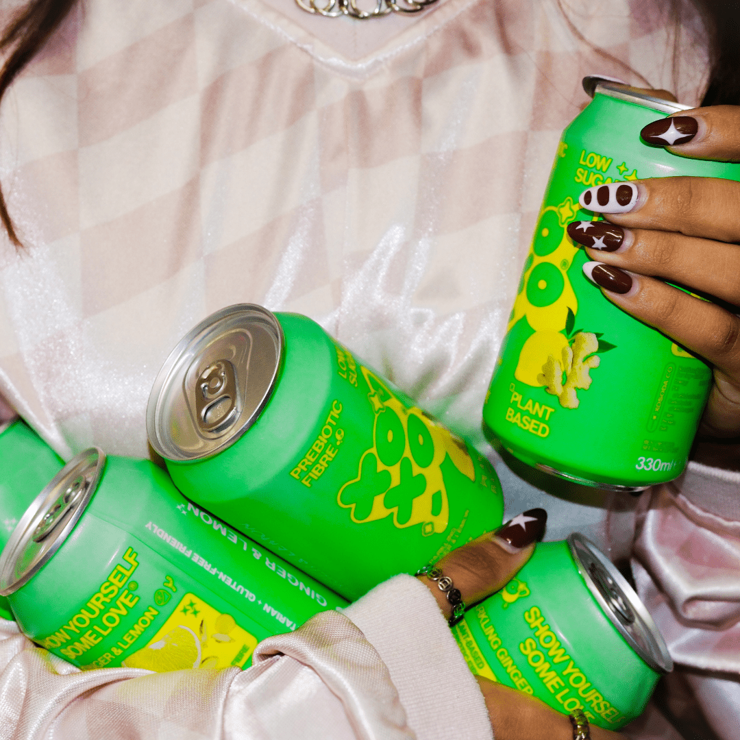 XOXO Ginger & Lemon Prebiotic Soda - 12 Pack - XOXO